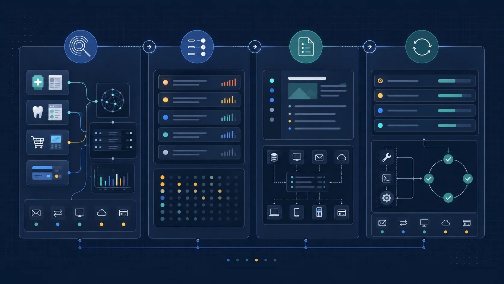 Illustrative HIPAA and PCI technical readiness workflow from exposure discovery through remediation and retesting