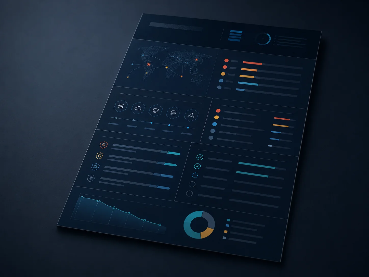 Illustrative security findings report with prioritized exposure and remediation indicators